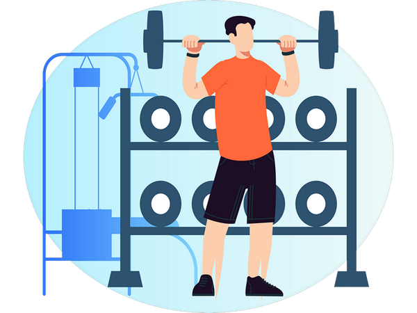 Boy doing barbell exercise  Illustration