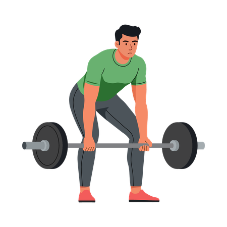 Boy doing Barbell Row  Illustration