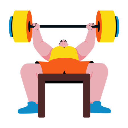 Boy doing bench press exercise  Illustration