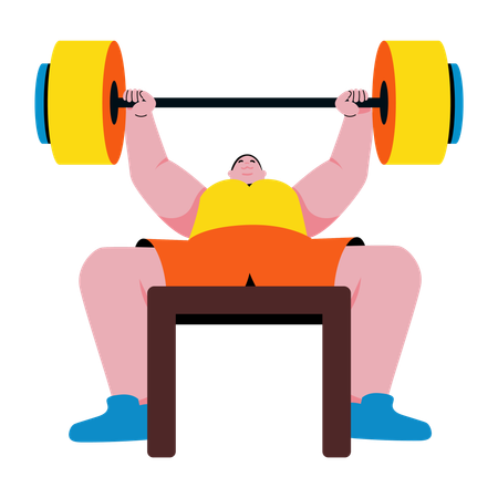 Boy doing bench press exercise  Illustration