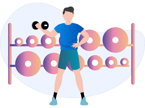 Boy doing biceps training  Illustration