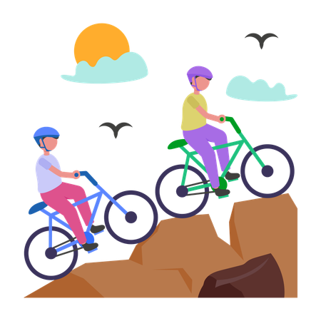 Boy doing bike racing  Illustration