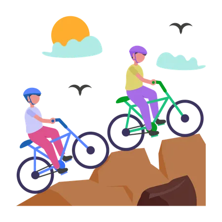 Boy doing bike racing  Illustration