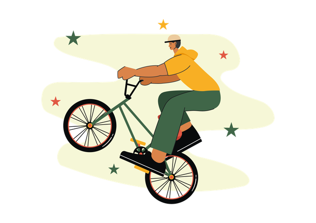 Boy doing bmx bicycle stunt  Illustration