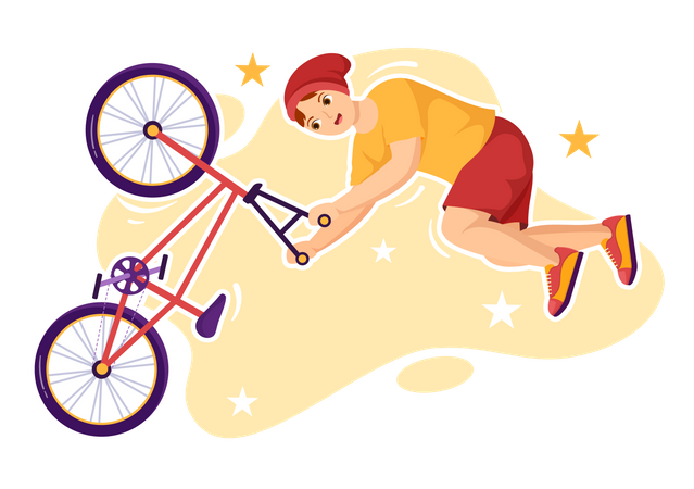 Boy doing BMX cycle backflip Illustration