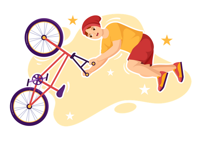 Boy doing BMX cycle backflip  Illustration