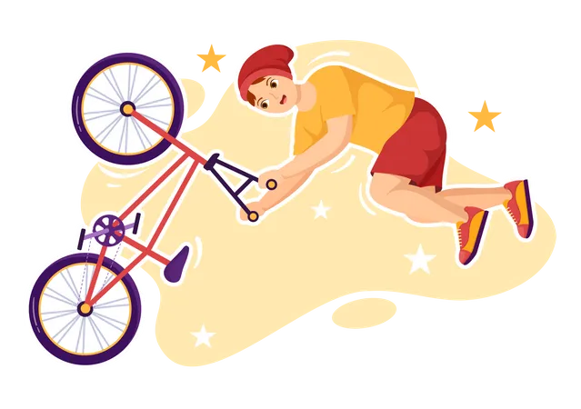 Boy doing BMX cycle backflip  Illustration