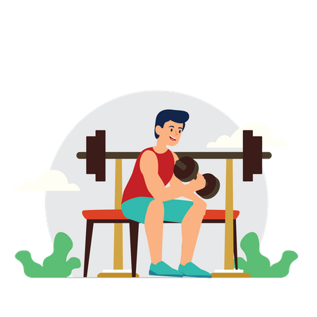 Boy doing Body Building  Illustration