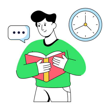 Boy Doing Book Reading  Illustration