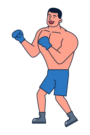Boy doing boxing Illustration