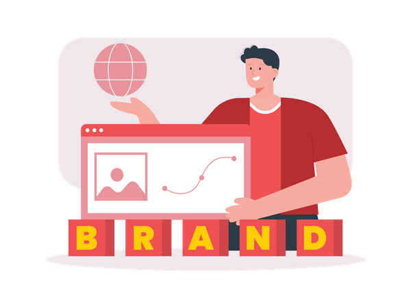 Boy doing brand marketing  Illustration