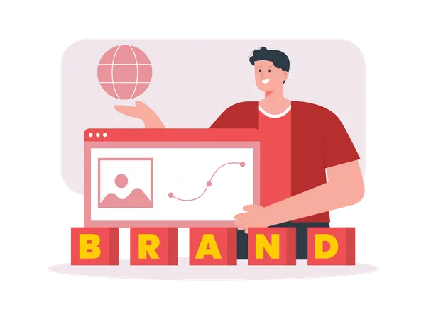 Boy doing brand marketing  Illustration