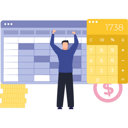 Boy Doing Business Calculations  Illustration