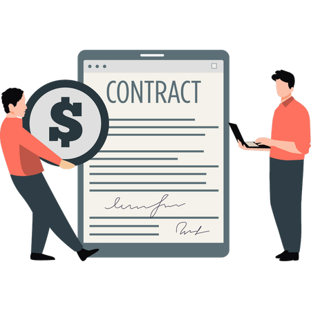 Boy doing business contract  Illustration