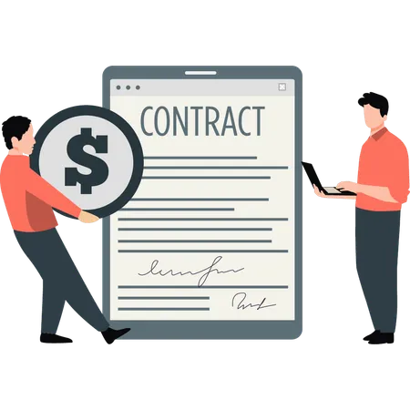 Boy doing business contract  Illustration