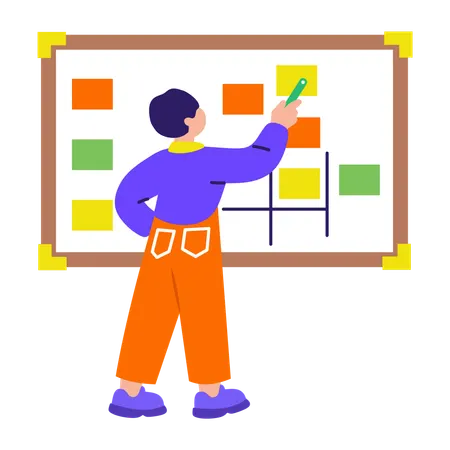 Boy doing business planning  Illustration