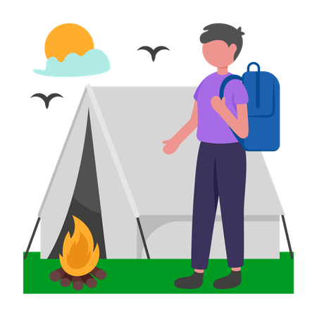 Boy doing camping  Illustration