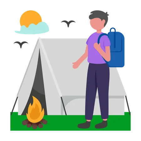 Boy doing camping  Illustration