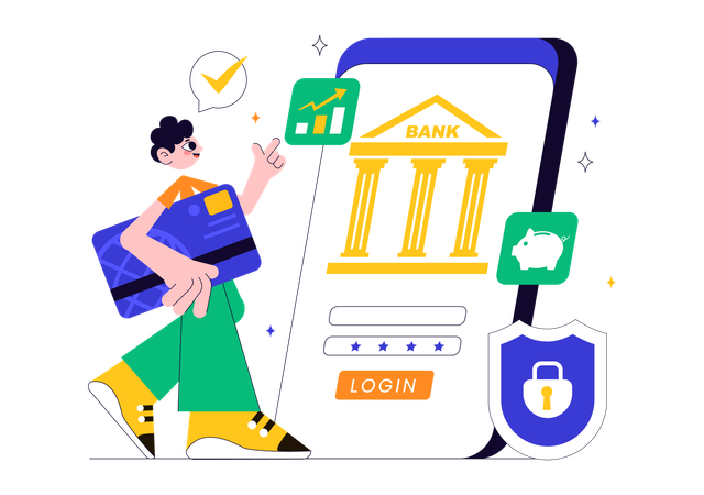 Boy doing card payment  Illustration