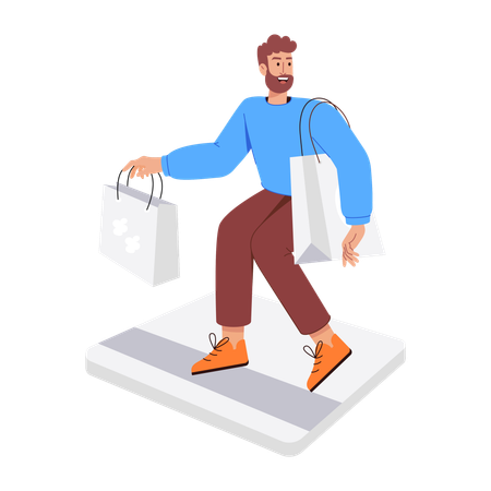 Boy doing card payment  Illustration