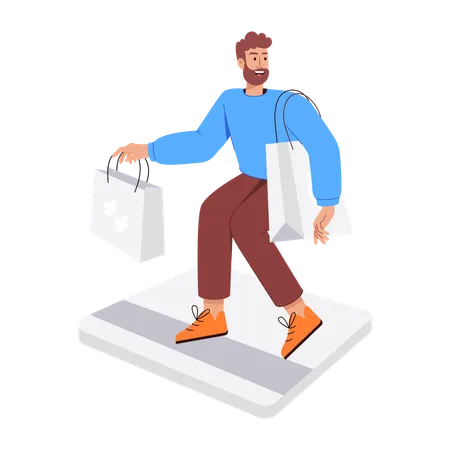 Boy doing card payment  Illustration