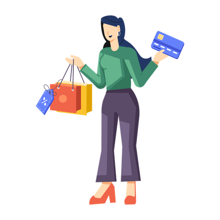 Boy doing card payment  Illustration