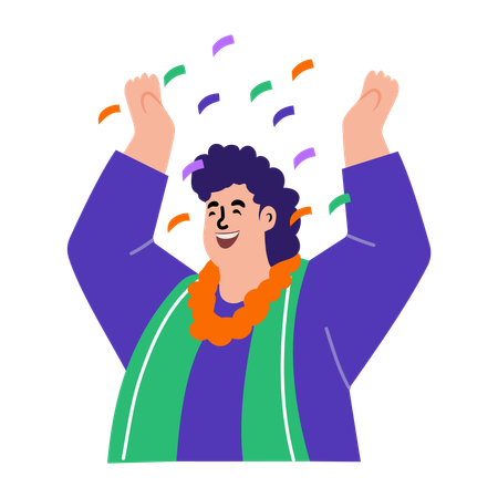 Boy doing celebration  Illustration