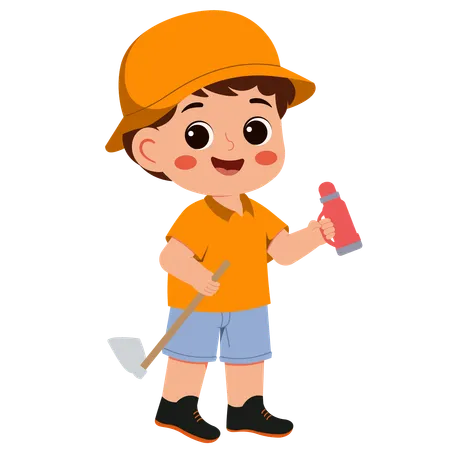 Boy doing cleaning job  Illustration