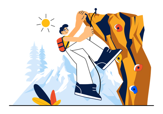 Boy doing cliff climbing  Illustration