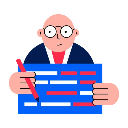 Boy doing code review  Illustration