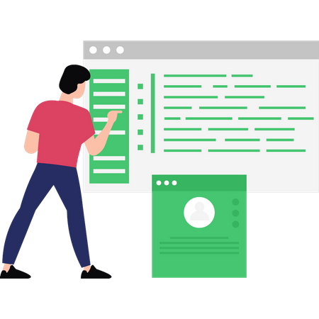 Boy Doing Coding Work  Illustration