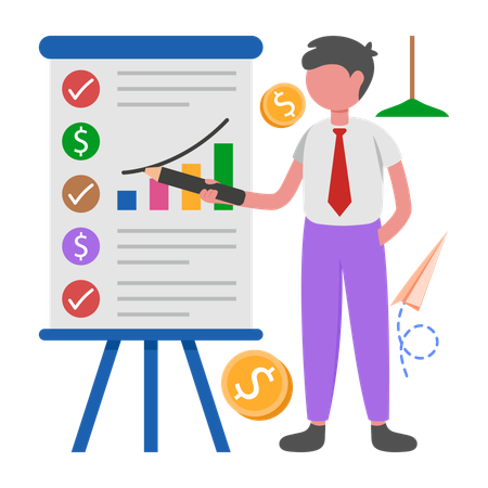 Boy doing Cost Management  Illustration