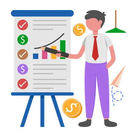 Boy doing Cost Management  Illustration