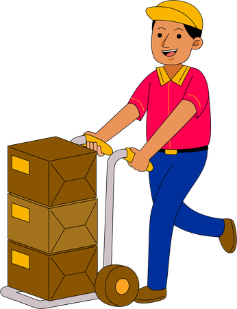Boy doing courier delivery  Illustration