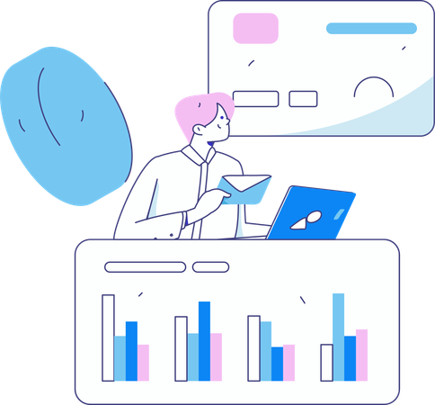 Boy doing credit score analysis  Illustration