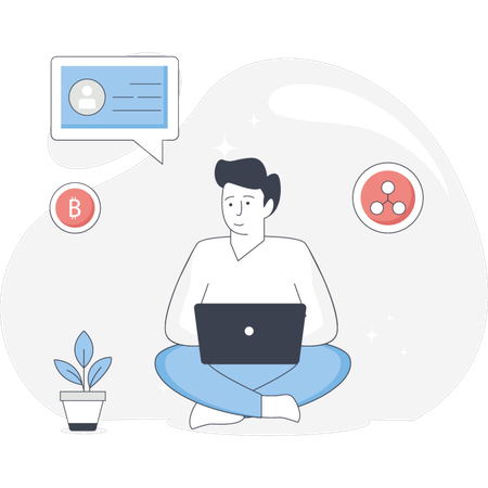 Boy Doing Crypto Business  Illustration