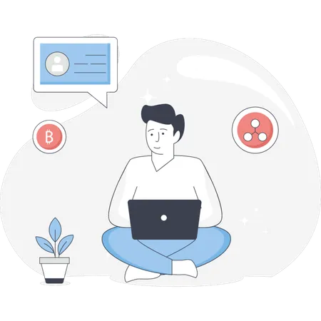 Boy Doing Crypto Business  Illustration