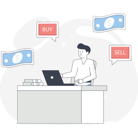 Boy Doing Crypto Trading  Illustration