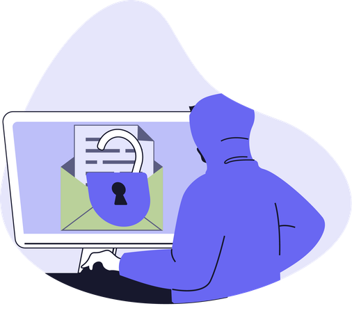 Boy doing cyber hacking  Illustration