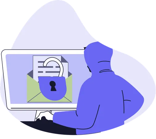 Boy doing cyber hacking  Illustration
