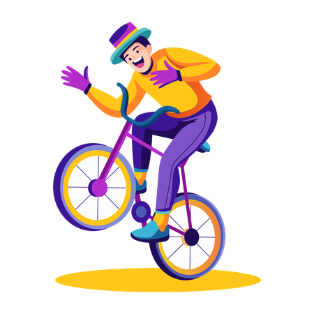 Boy doing cycle stunt  Illustration