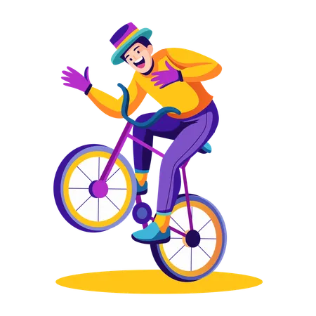 Boy doing cycle stunt  Illustration