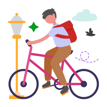 Boy doing Cycling  Illustration