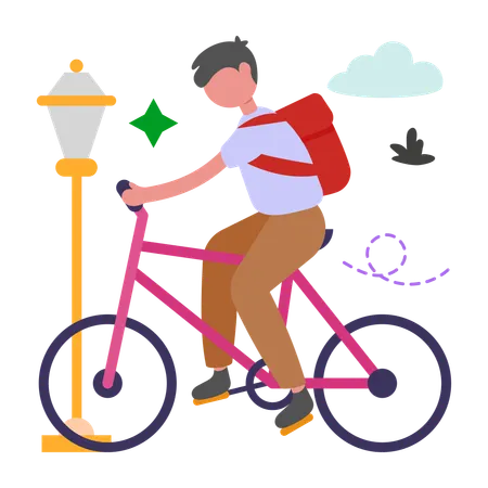 Boy doing Cycling  Illustration