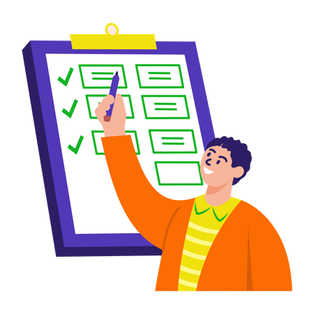Boy doing daily planner  Illustration