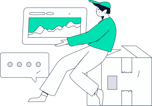 Boy doing data analysis  Illustration