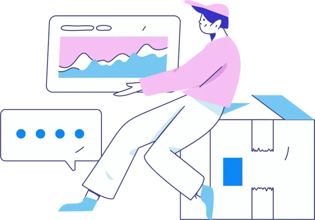 Boy doing data analysis  Illustration