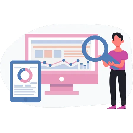 Boy doing data analytics  Illustration