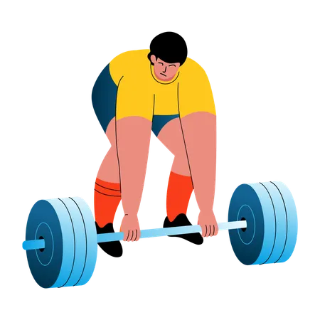 Boy doing deadlift exercise Illustration