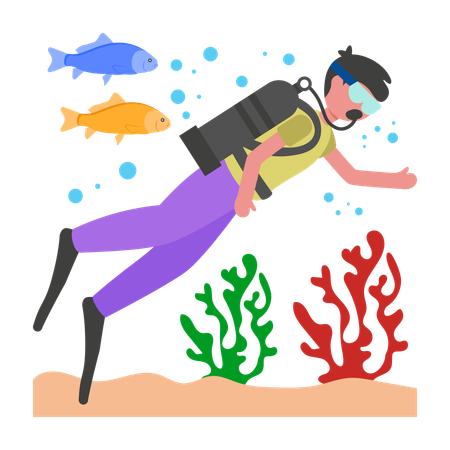 Boy doing deep Diving  Illustration